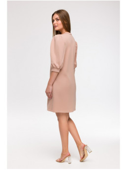 B291 A silueto suknelė pūstomis rankovėmis - mocca