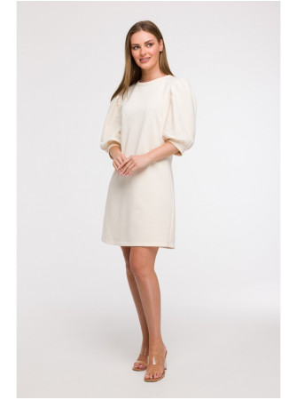 B291 A silueto suknelė pūstomis rankovėmis - vanilla