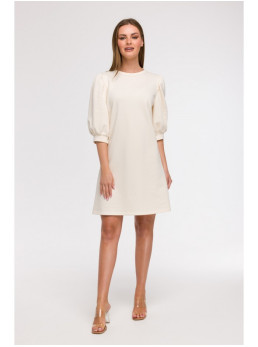 B291 A silueto suknelė pūstomis rankovėmis - vanilla