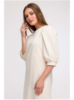 B291 A silueto suknelė pūstomis rankovėmis - vanilla