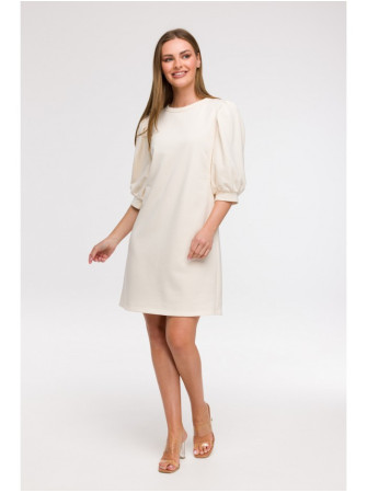 B291 A silueto suknelė pūstomis rankovėmis - vanilla