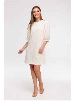 B291 A silueto suknelė pūstomis rankovėmis - vanilla
