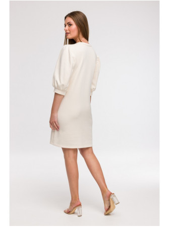 B291 A silueto suknelė pūstomis rankovėmis - vanilla