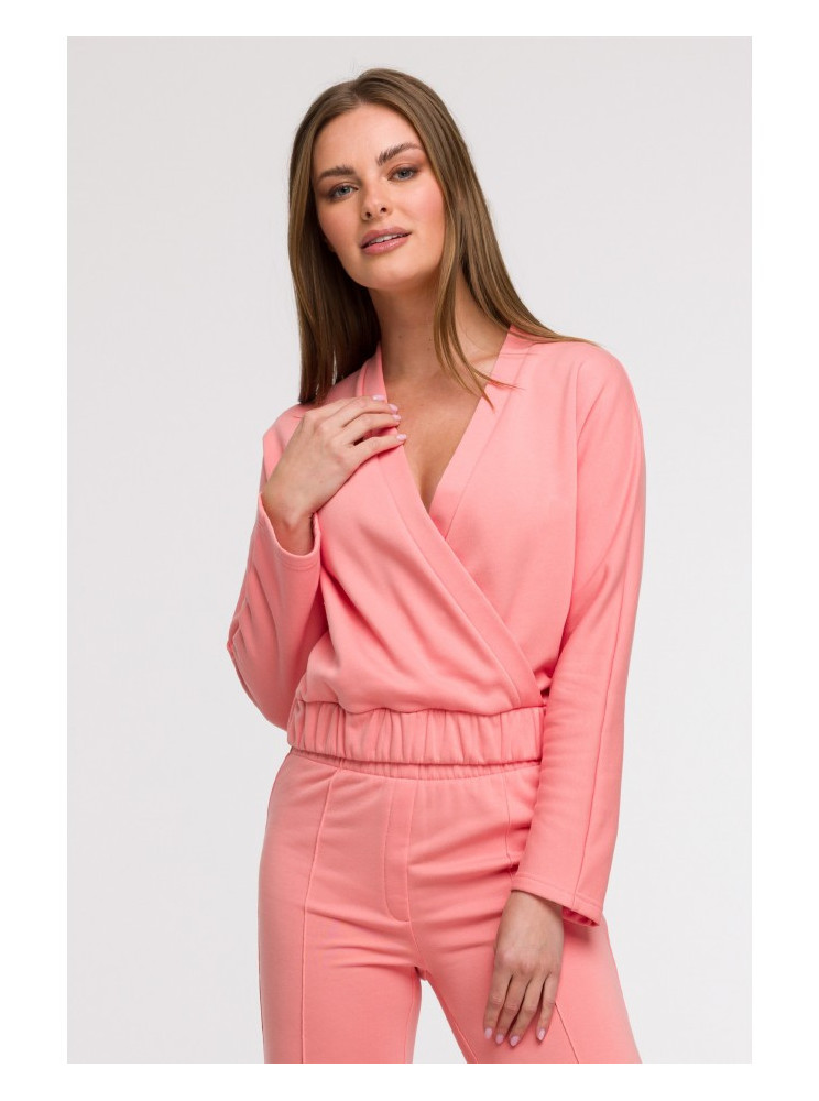 B292 Apgaubiantis megztinis - koralinė