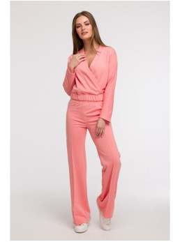 B292 Apgaubiantis megztinis - koralinė