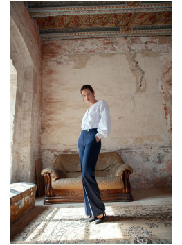 K114 Classic straight-leg trousers - navy blue
