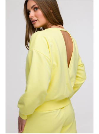 B293 Atvira nugara megztinis - lemon