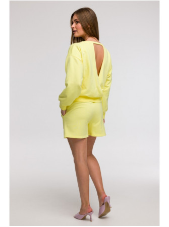 B293 Atvira nugara megztinis - lemon