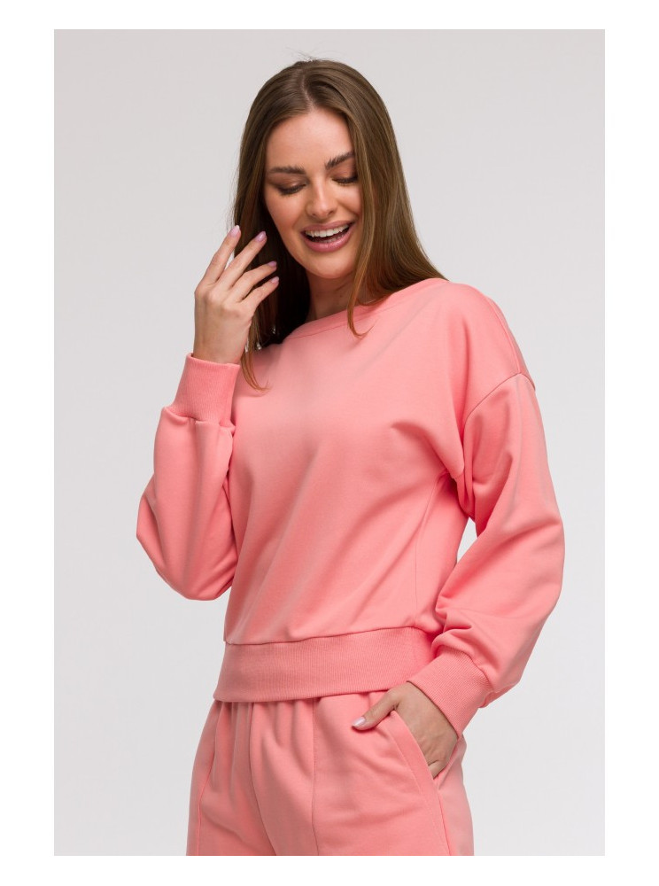 B293 Džemperis atvira nugara - koralinė
