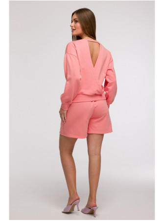 B293 Džemperis atvira nugara - koralinė