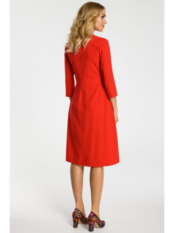 M335 Dress with box pleat in front - red