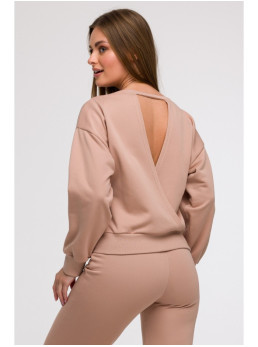 B293 Džemperis atvira nugara - mocca