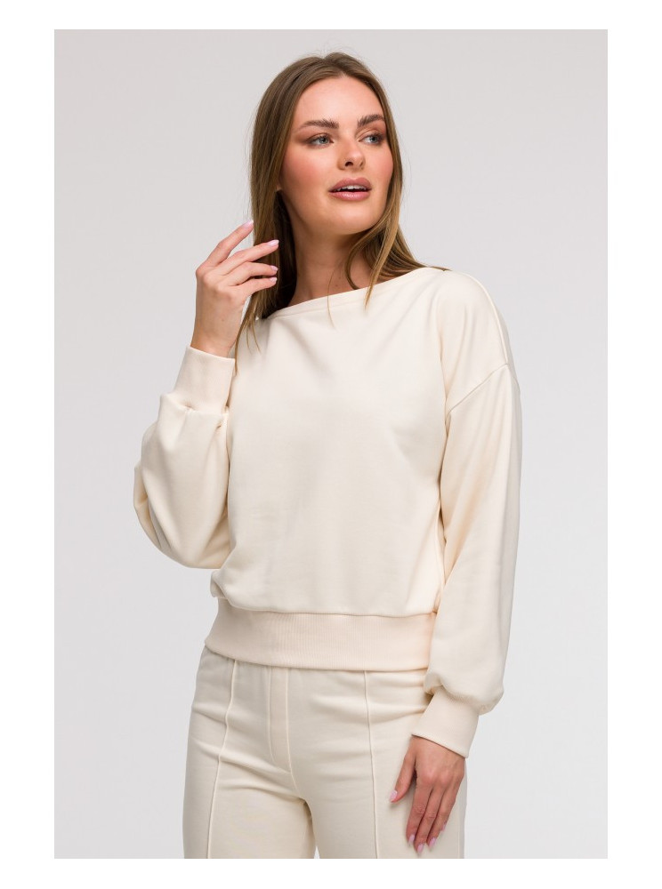 B293 Megztinis atvira nugara - vanilla