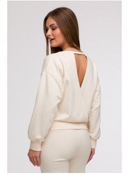 B293 Megztinis atvira nugara - vanilla