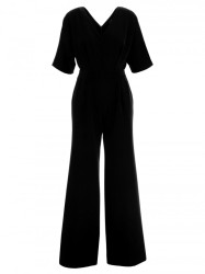 S285 Platus kombinezonas su V formos iškirpte - juodas