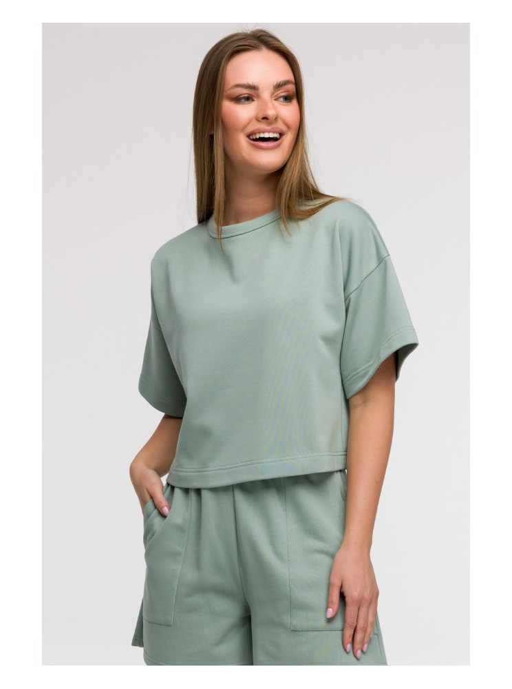 B294 Trumpa, mėtų spalvos palaidinė trumpomis rankovėmis - mėtinė