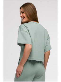B294 Trumpa, mėtų spalvos palaidinė trumpomis rankovėmis - mėtinė
