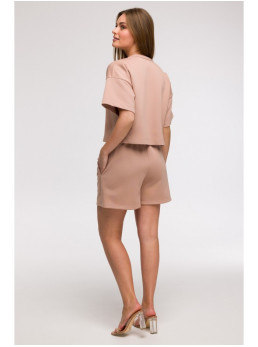 B294 Trumpa palaidinė trumpomis rankovėmis - mocca