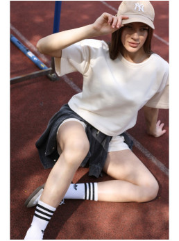 B294 Trumpas džemperis trumpomis rankovėmis - vanilla