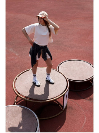 B294 Trumpas džemperis trumpomis rankovėmis - vanilla