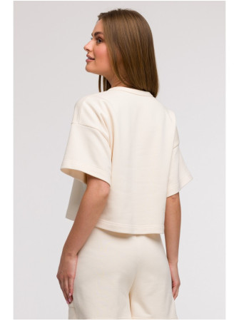 B294 Trumpas džemperis trumpomis rankovėmis - vanilla