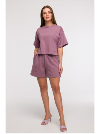 B294 Trumpas džemperis trumpomis rankovėmis - viržių