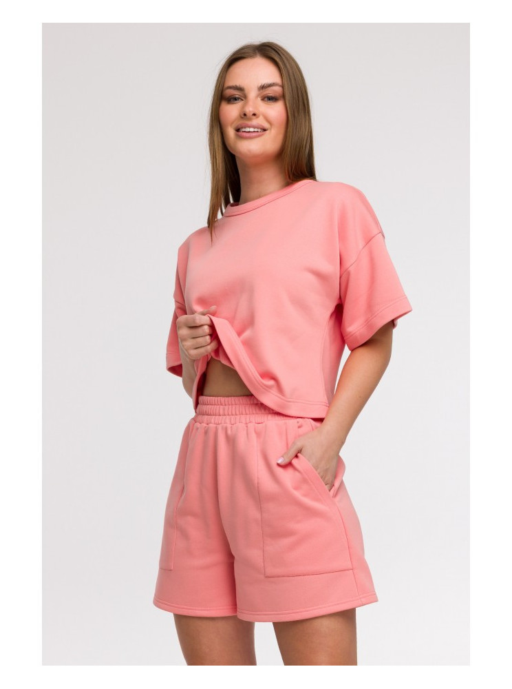 B295 Šortai su kišenėmis - koralinė