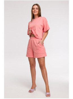 B295 Šortai su kišenėmis - koralinė