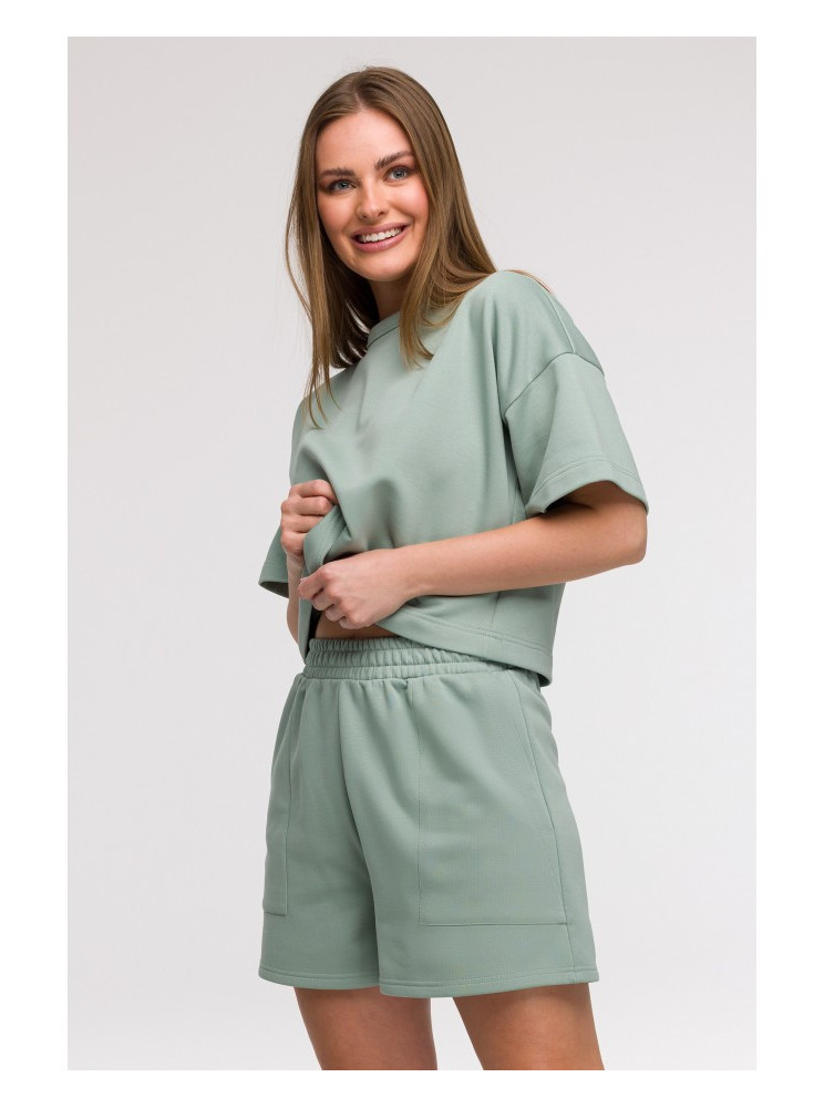 B295 Šortai su kišenėmis - mėtinė