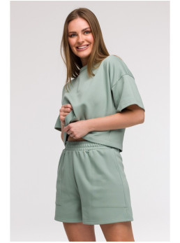 B295 Šortai su kišenėmis - mėtinė