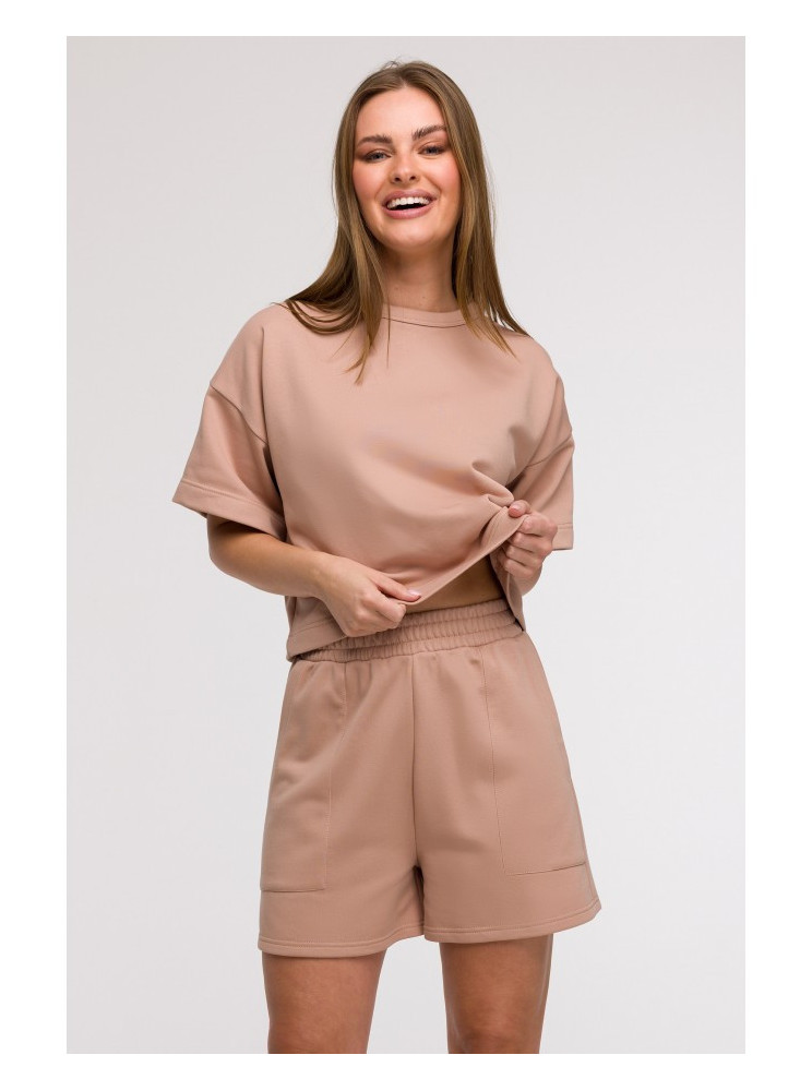 B295 Šortai su kišenėmis - mocca