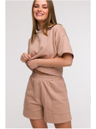 B295 Šortai su kišenėmis - mocca
