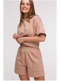 B295 Šortai su kišenėmis - mocca