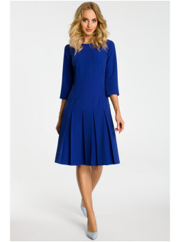 M336 Drop waist dress with pleats - royal blue
