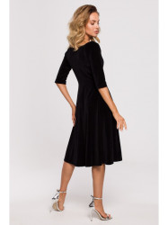M645 Velvet wrap front midi dress - black