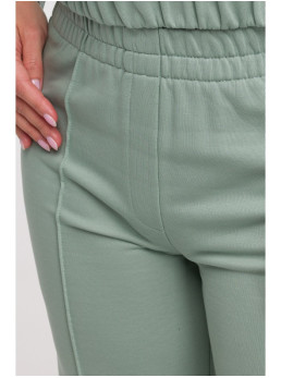 B296 Plačios kelnės su priekinėmis siūlėmis - mėtinė