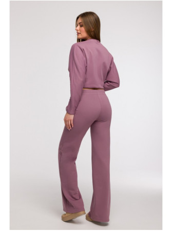 B296 Plačios kelnės su priekinėmis siūlėmis - viržių