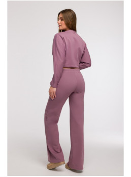 B296 Plačios kelnės su priekinėmis siūlėmis - viržių