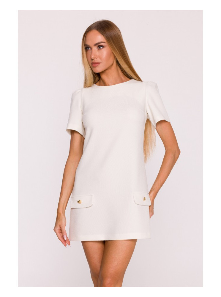 M855 A silueto mini suknelė - kreminė