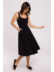 B218 Fit and flare sleeveless dress - black