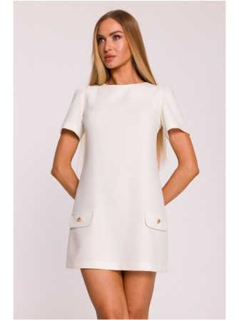 M855 A silueto mini suknelė - kreminė