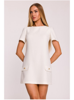 M855 A silueto mini suknelė - kreminė