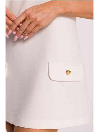 M855 A silueto mini suknelė - kreminė