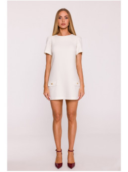 M855 A silueto mini suknelė - kreminė