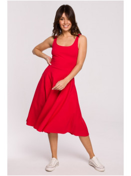 B218 Fit and flare sleeveless dress - red