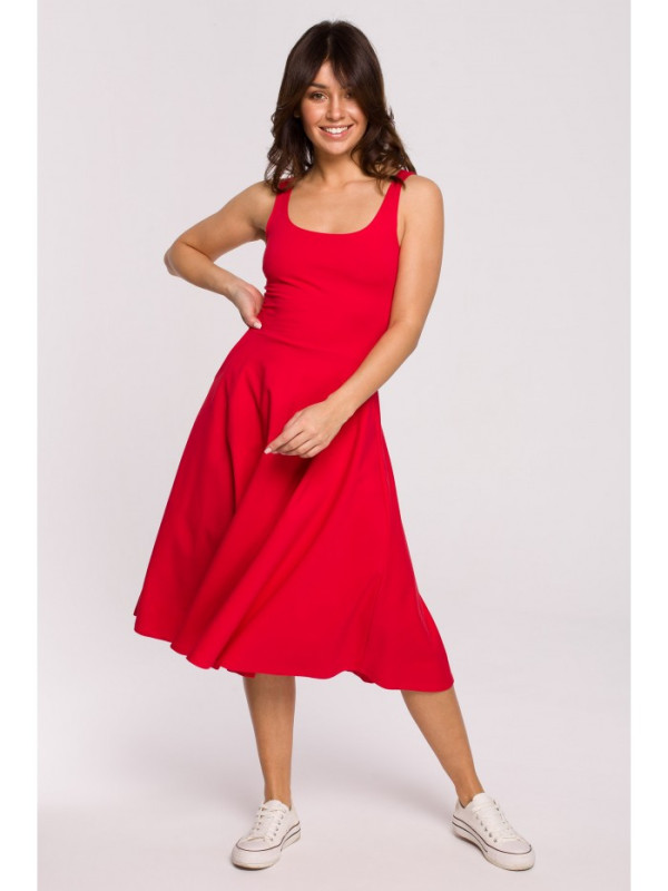 B218 Fit and flare sleeveless dress - red