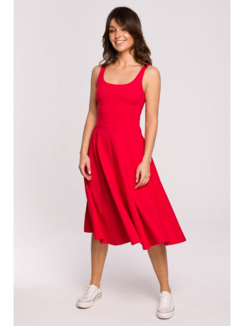 B218 Fit and flare sleeveless dress - red