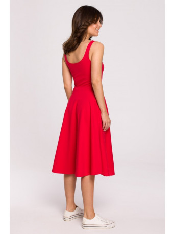 B218 Fit and flare sleeveless dress - red