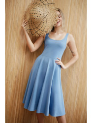 B218 Fit and flare sleeveless dress - blue
