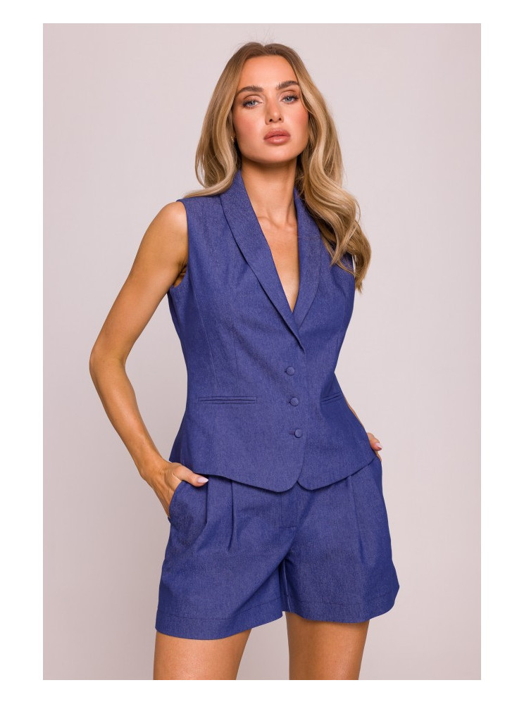 M859 Džinsinis švarkelis be rankovių - mėlyna